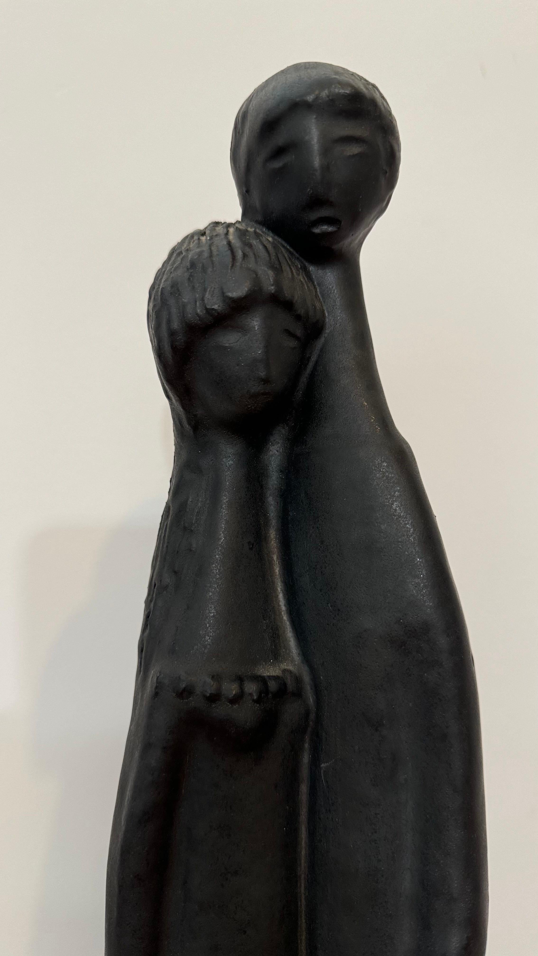 Schwarz glasierte Skulptur aus Keramik von Elie Van Damme, Belgien, 1960er Jahre im Angebot 7