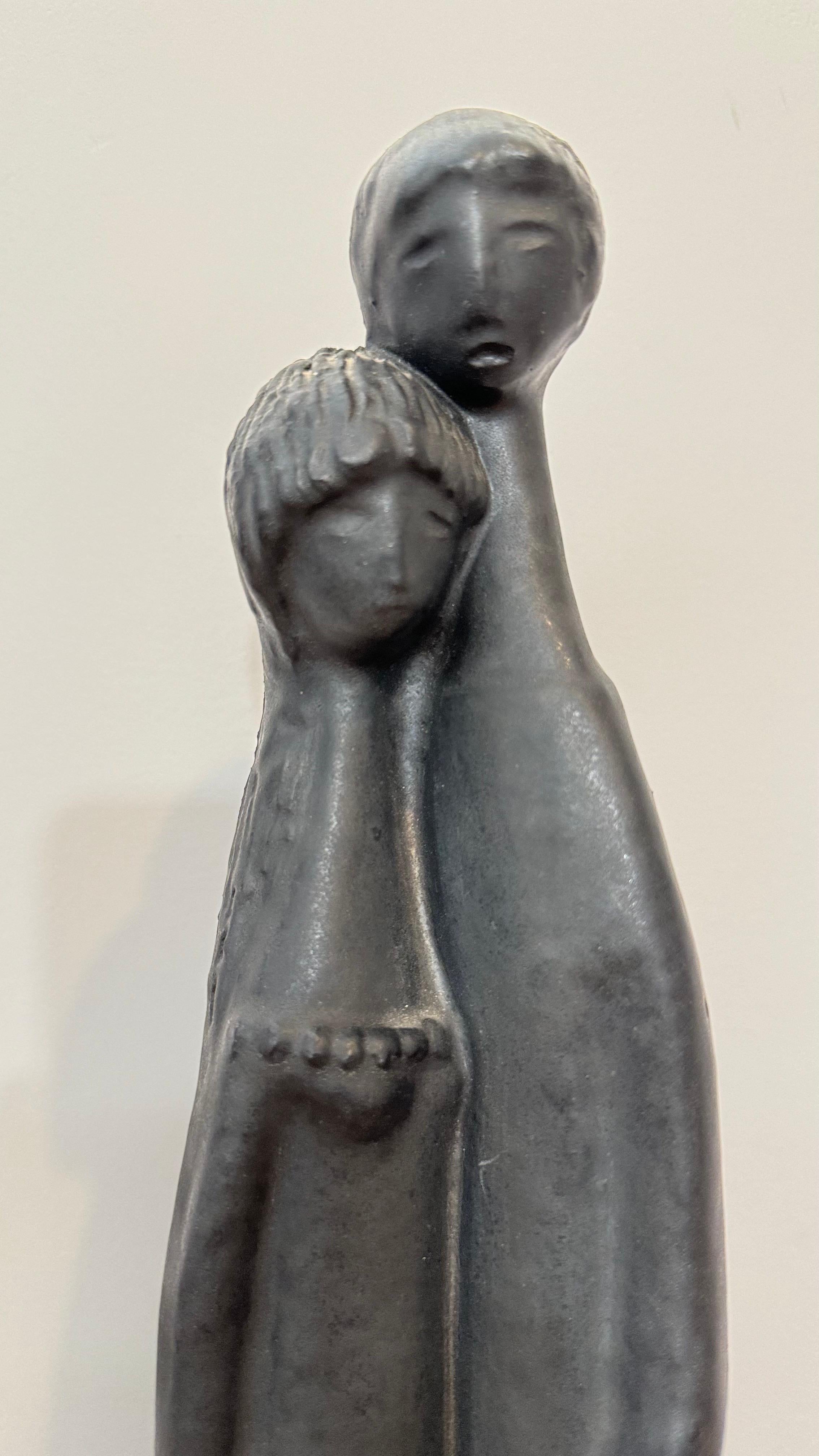Schwarz glasierte Skulptur aus Keramik von Elie Van Damme, Belgien, 1960er Jahre im Angebot 9