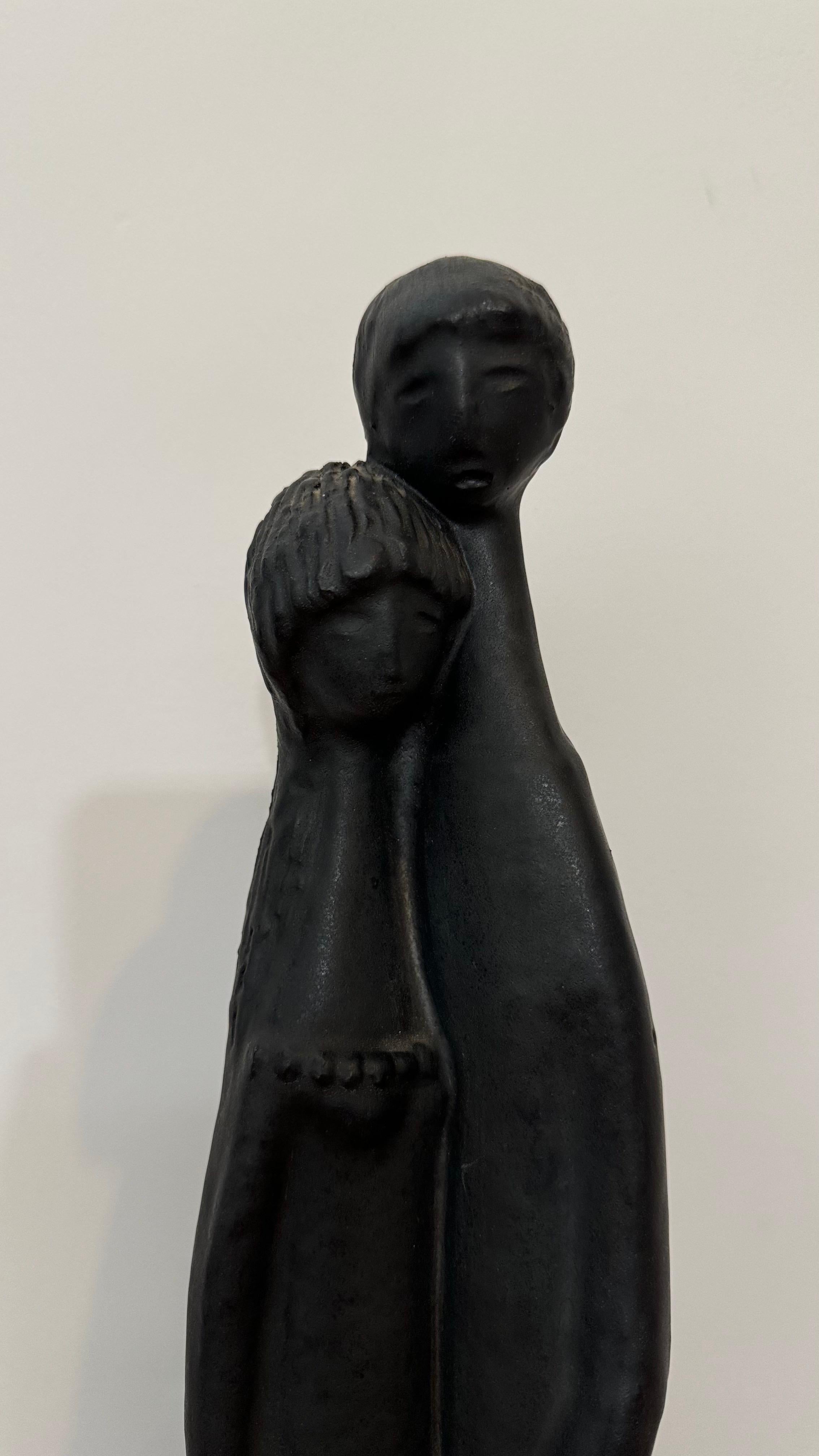 Schwarz glasierte Skulptur aus Keramik von Elie Van Damme, Belgien, 1960er Jahre im Angebot 10