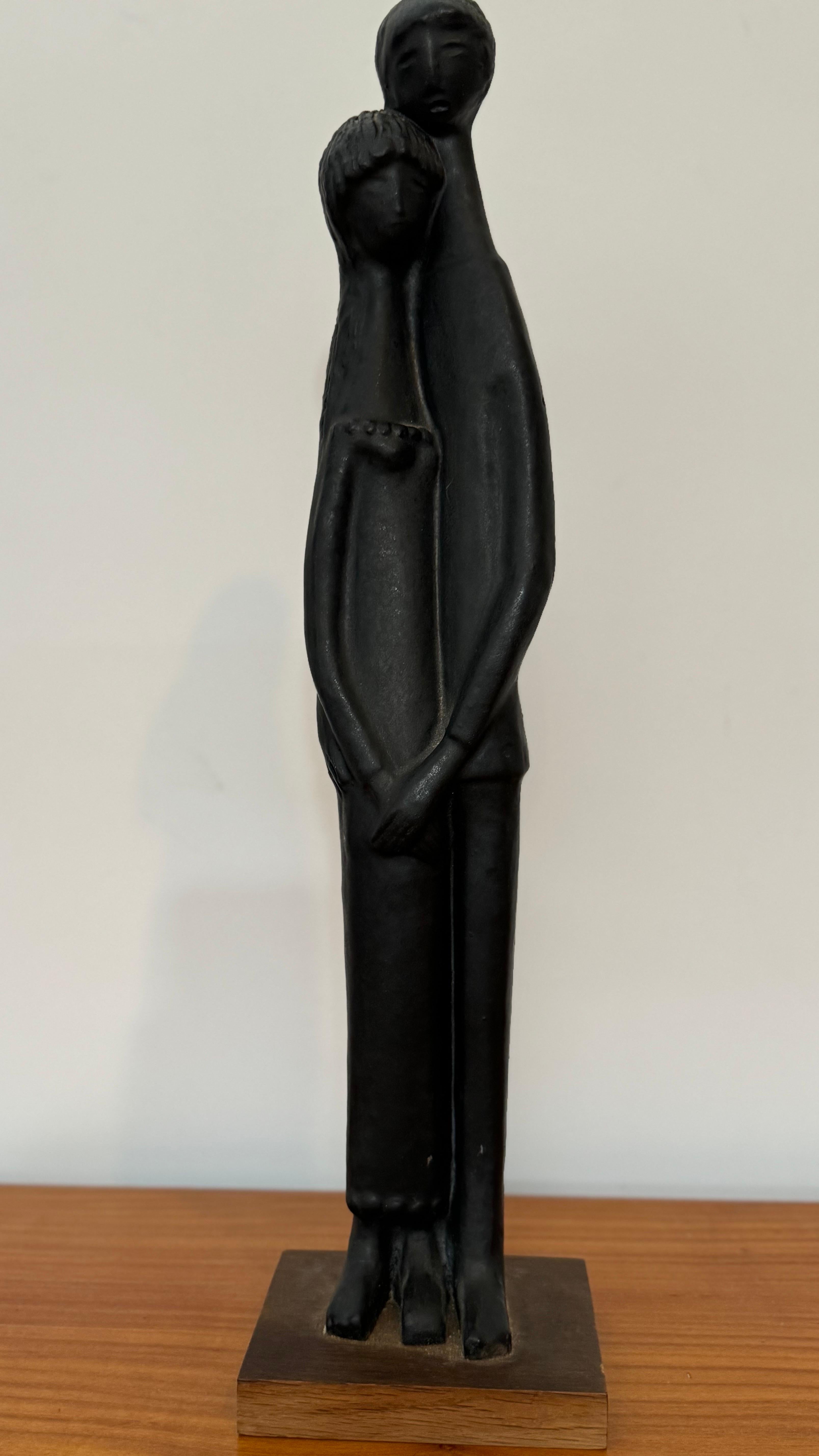 Schwarz glasierte Skulptur aus Keramik von Elie Van Damme, Belgien, 1960er Jahre (Belgisch) im Angebot