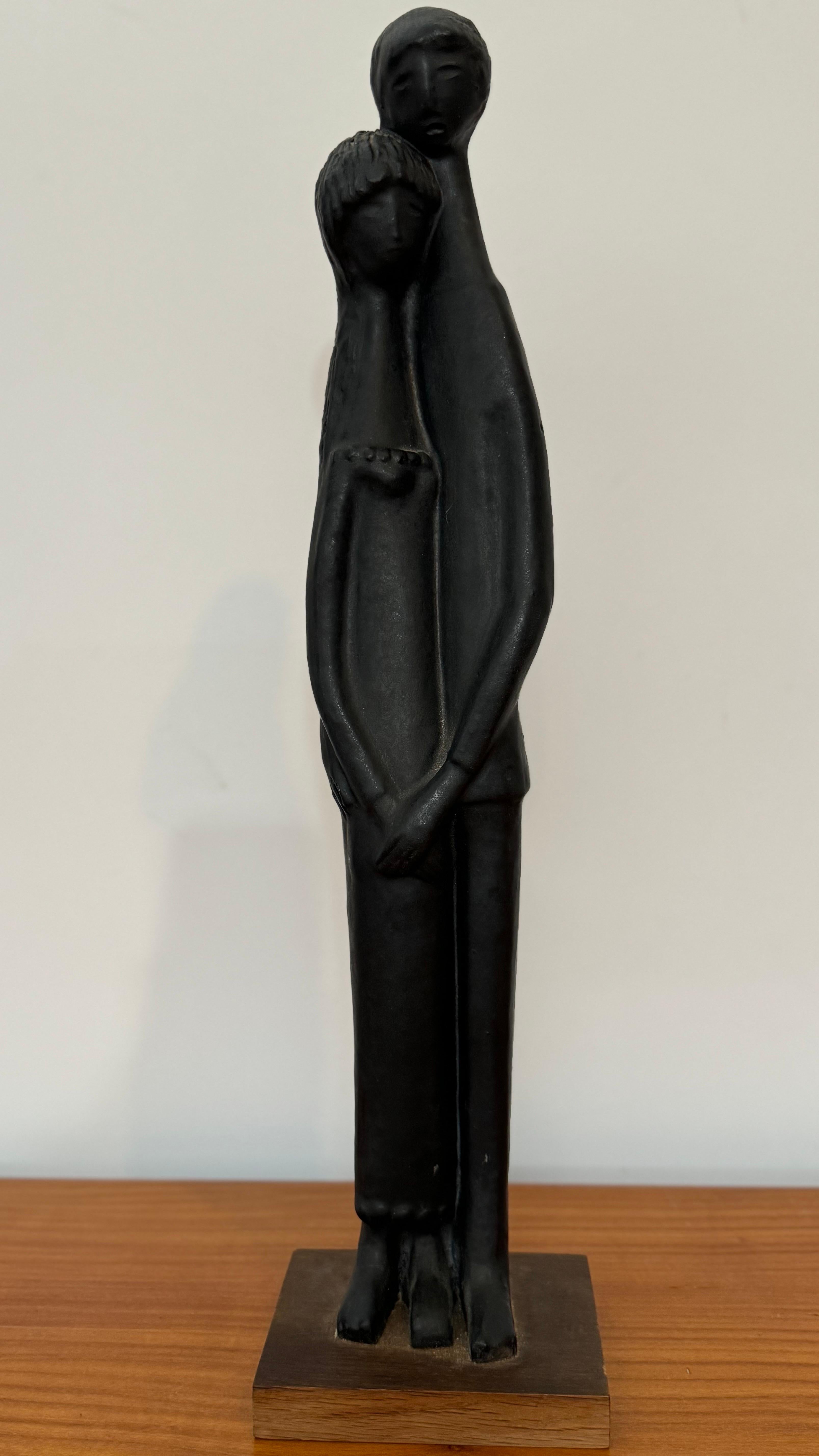 Schwarz glasierte Skulptur aus Keramik von Elie Van Damme, Belgien, 1960er Jahre (Glasiert) im Angebot