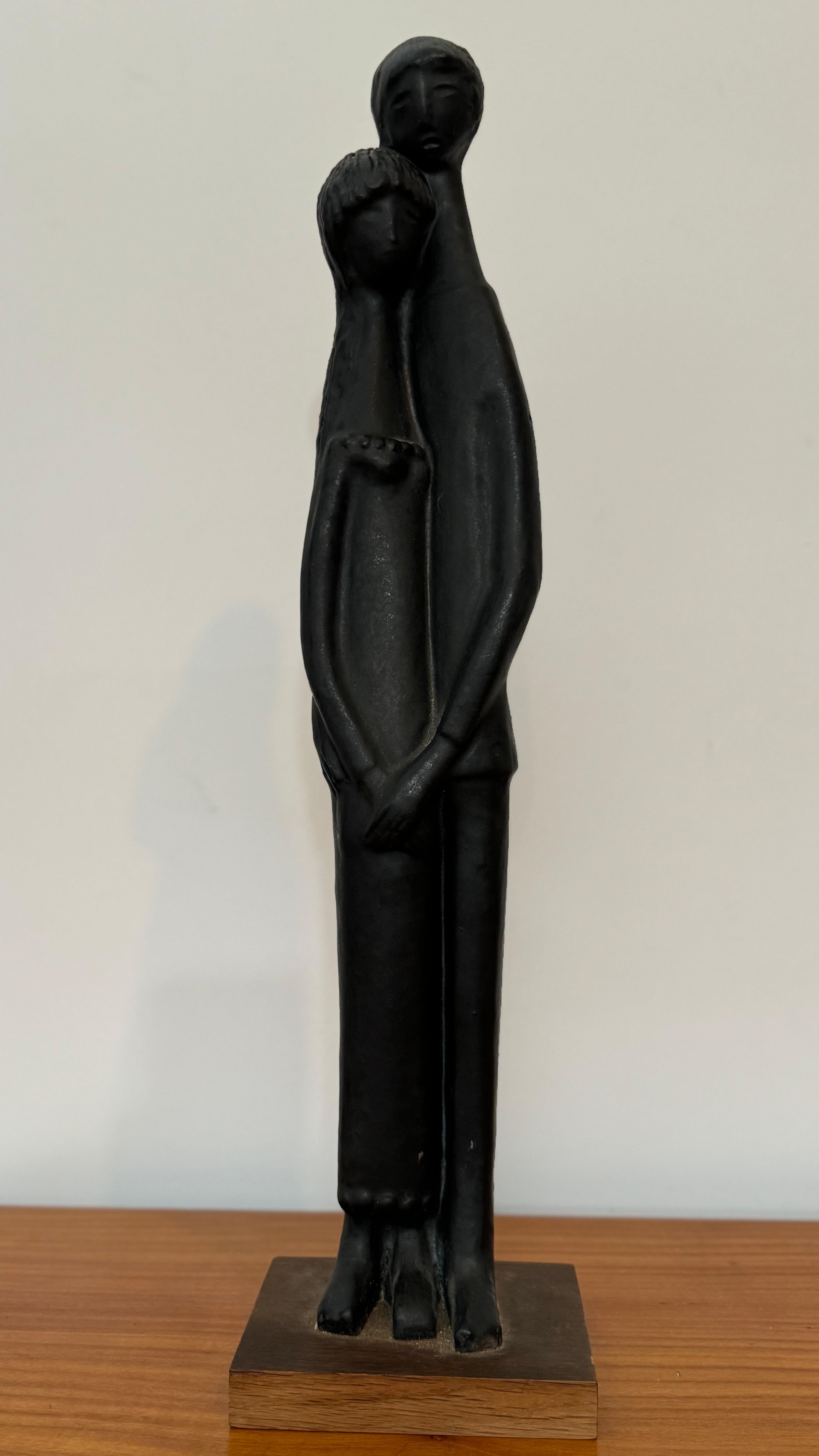 Schwarz glasierte Skulptur aus Keramik von Elie Van Damme, Belgien, 1960er Jahre im Zustand „Gut“ im Angebot in Antwerp, BE