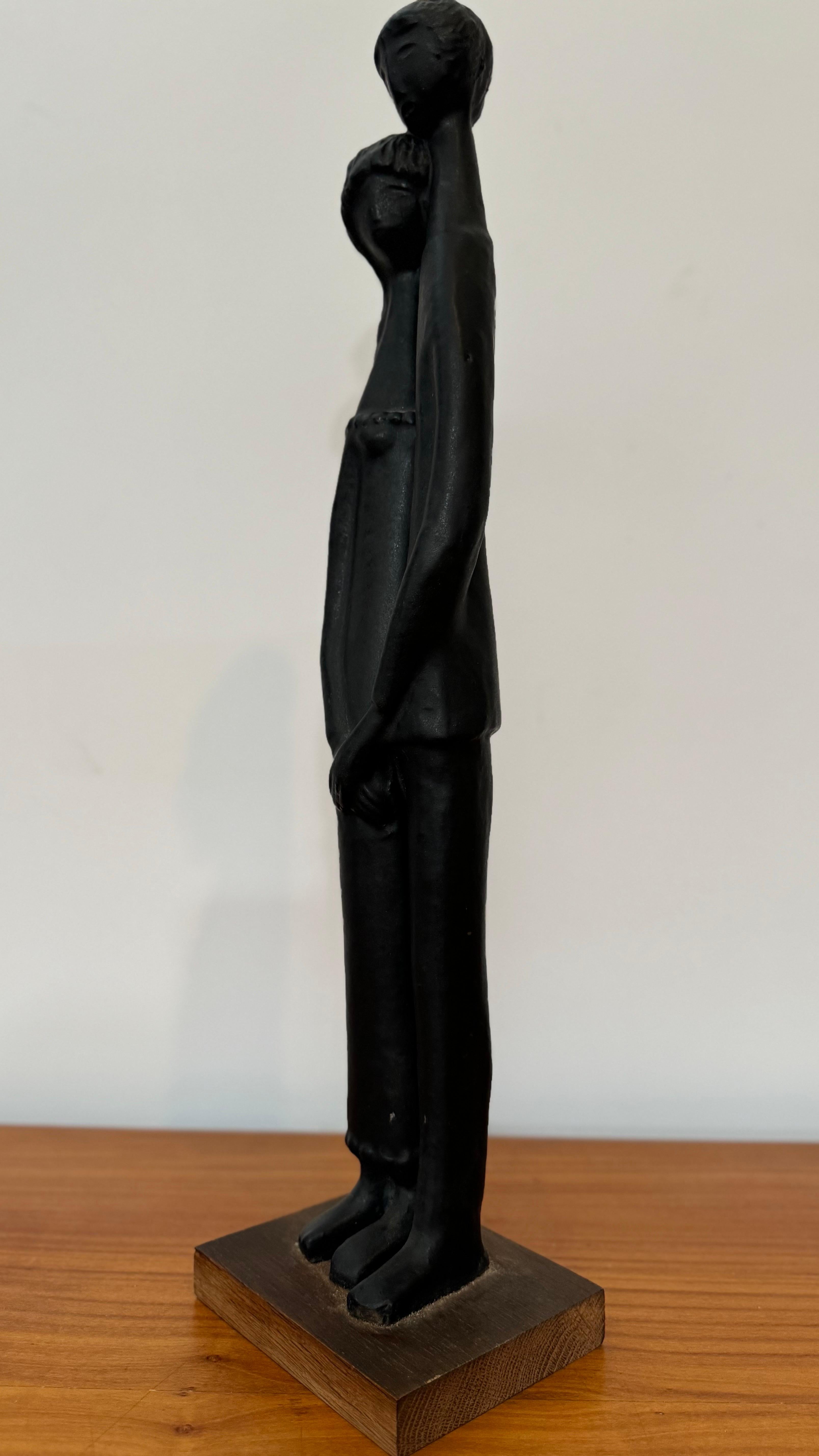 Schwarz glasierte Skulptur aus Keramik von Elie Van Damme, Belgien, 1960er Jahre im Angebot 2