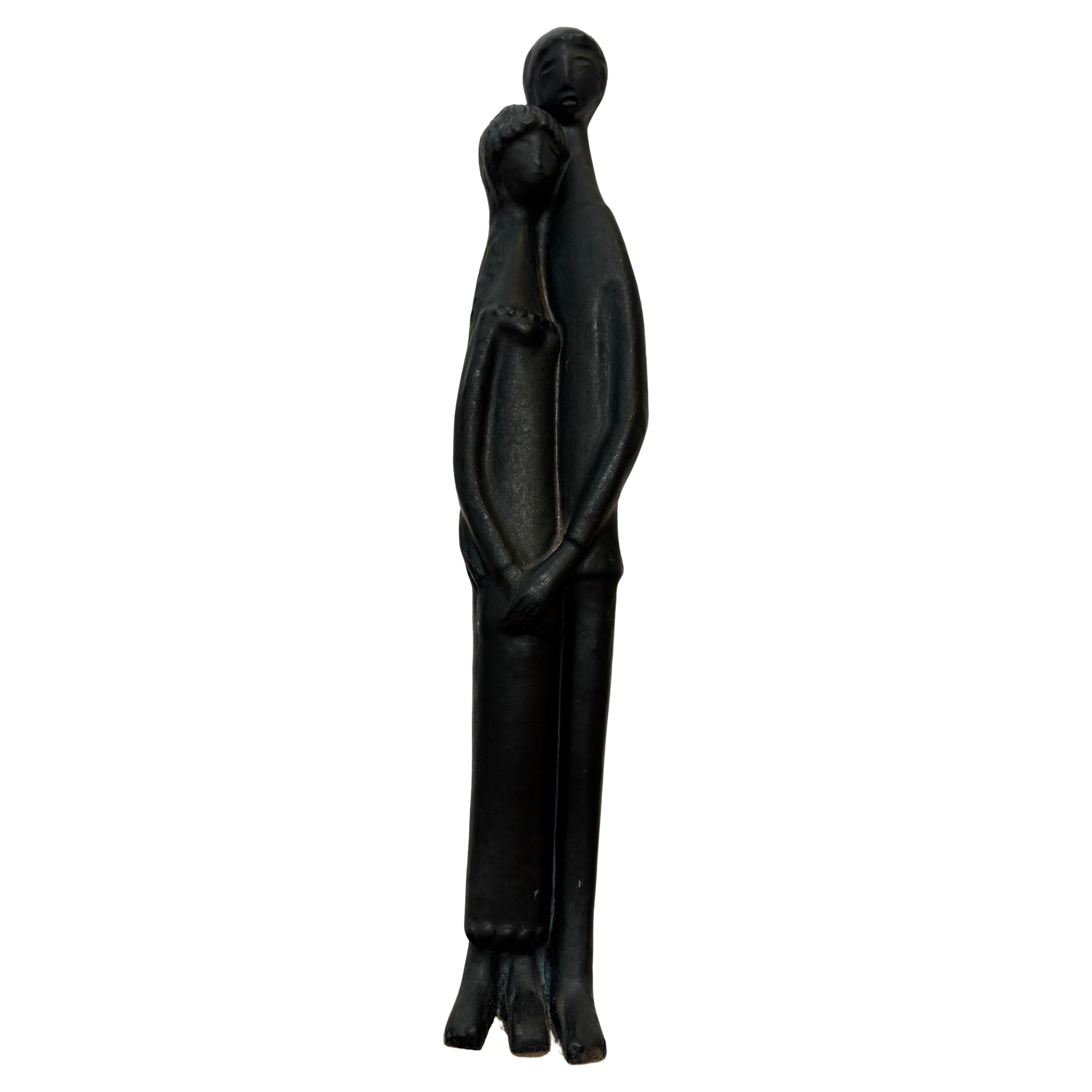 Black Glazed Sculpture Ceramic by Elie Van Damme, Belgium, 1960s
