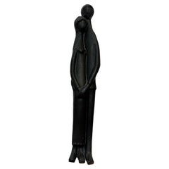 Black Glazed Sculpture Ceramic by Elie Van Damme, Belgium, 1960s