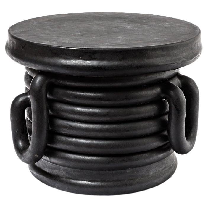 Black Glazed Stoneware Bedside Tables by Clémentine Dupré, 2021 For Sale
