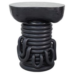 Black glazed Stoneware console by Clémentine Dupré, 2021