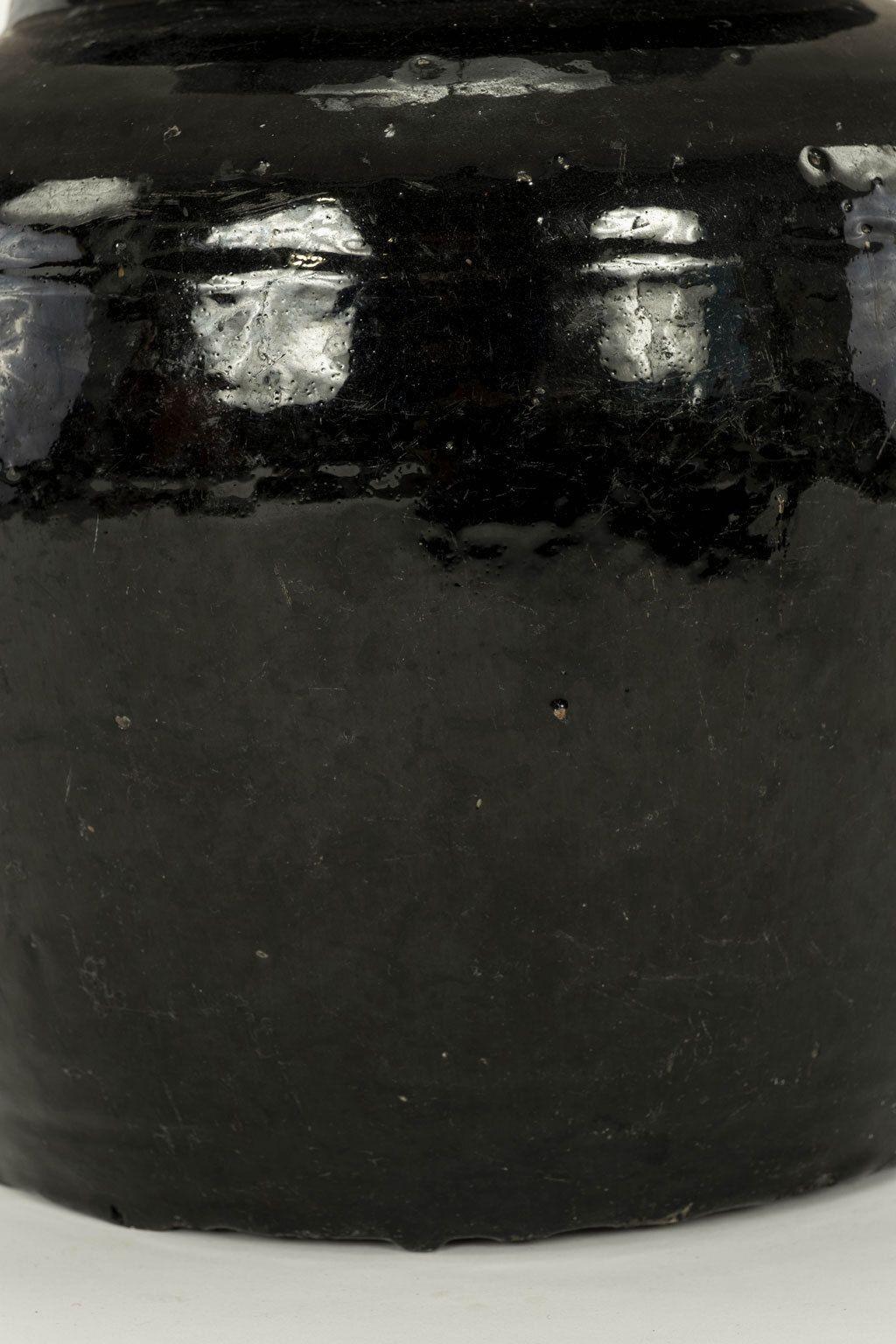 Primitive Black Glazed Terracotta Lamp