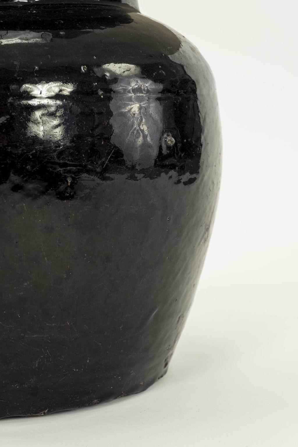 Belgian Black Glazed Terracotta Lamp