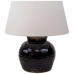 Black Glazed Terracotta Table Lamp