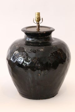 Black Glazed Terracotta Table Lamp