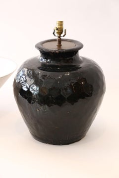 Black Glazed Terracotta Table Lamp