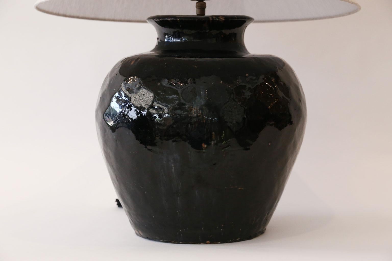 black terracotta table lamp