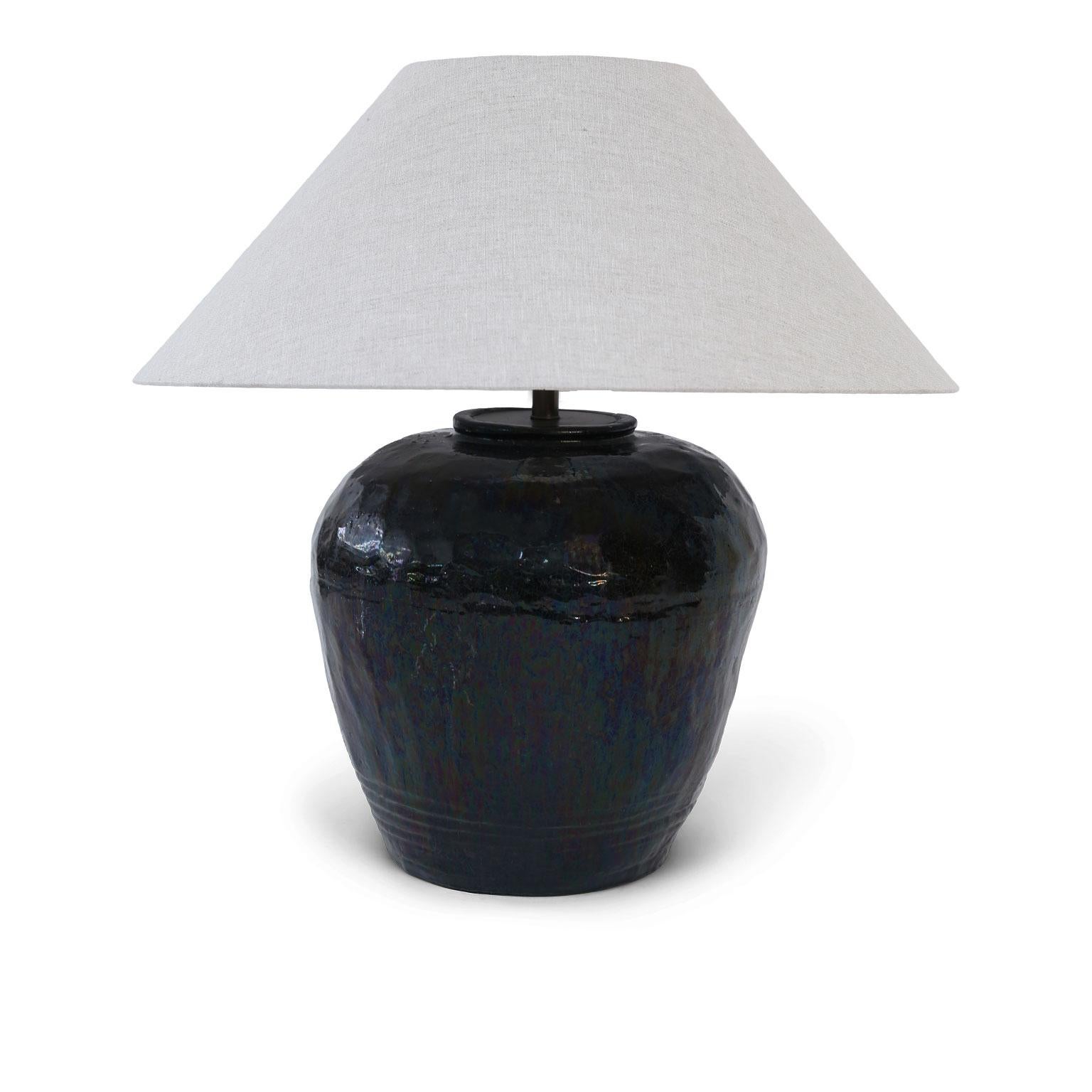 black terracotta table lamp