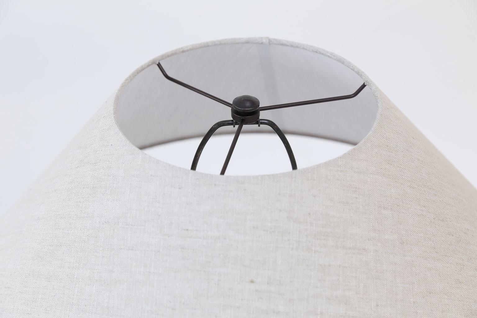 Linen Black Glazed Terracotta Table Lamp
