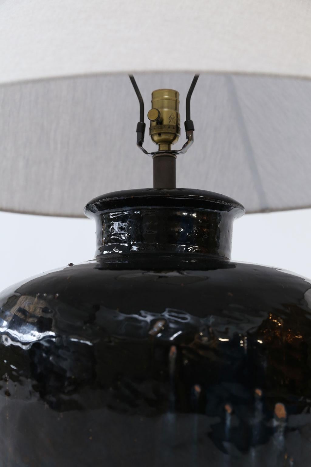 Black Glazed Terracotta Table Lamp 2