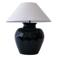 Black Glazed Terracotta Table Lamp