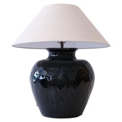 Black Glazed Terracotta Table Lamp