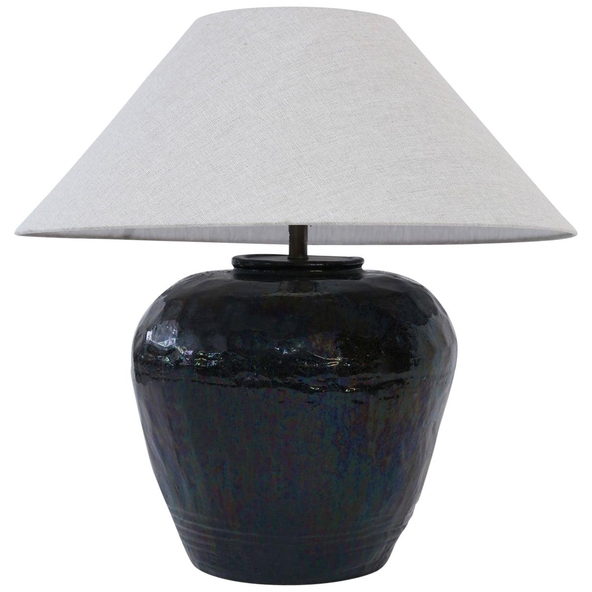 Black Glazed Terracotta Table Lamp