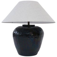 Black Glazed Terracotta Table Lamp