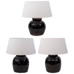 Black Glazed Terracotta Table Lamps