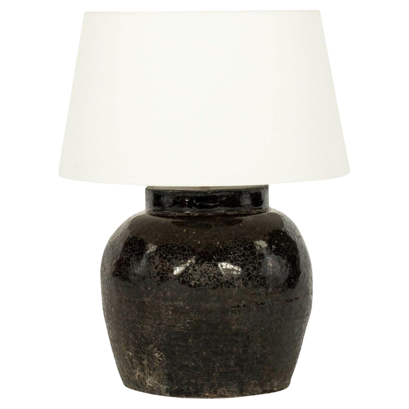 Black Glazed Vase Lamp