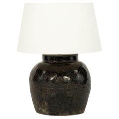 Lampe vase émaillée noire