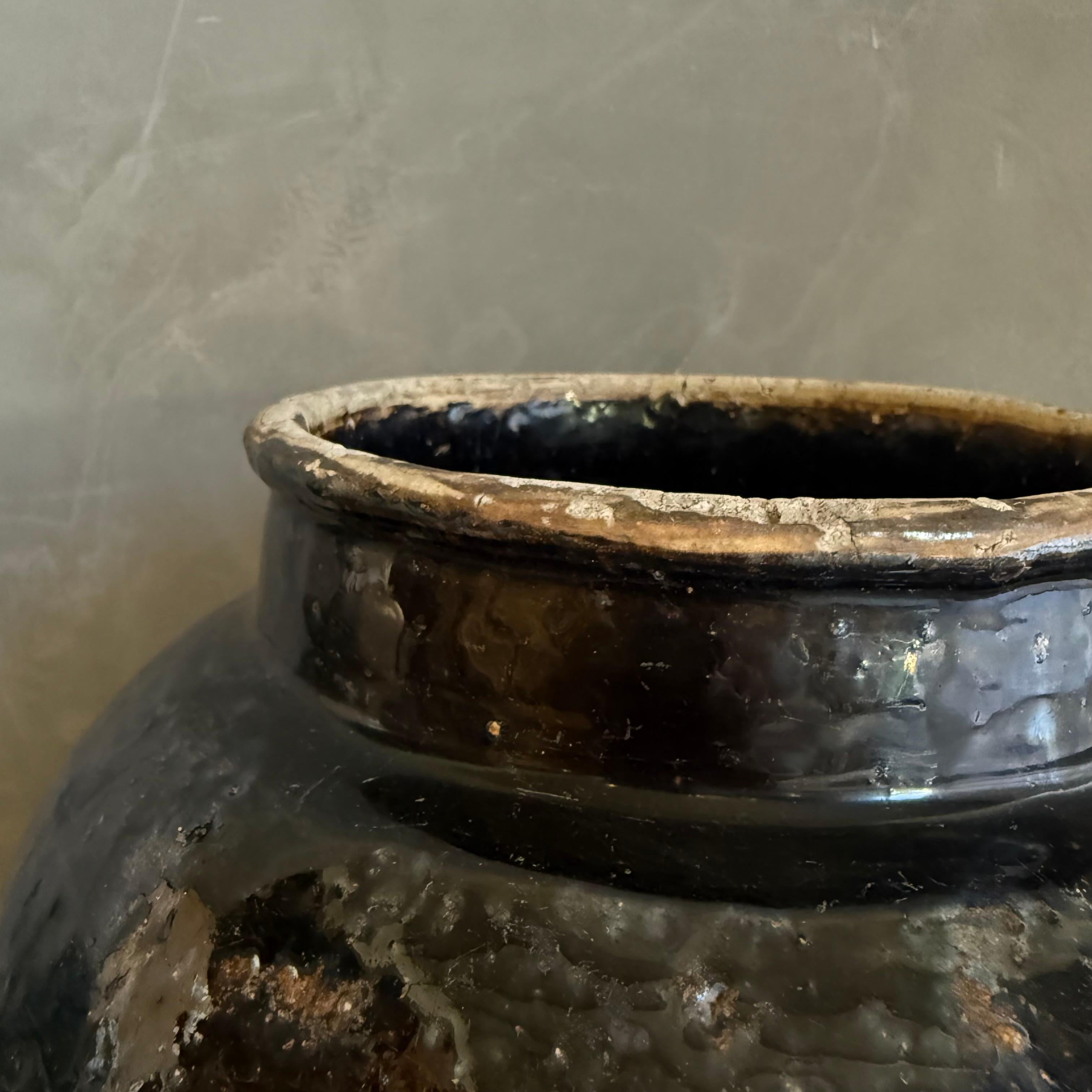 Schwarz glasiert Wabi Sabi Stil Keramik Vintage (20. Jahrhundert) im Angebot