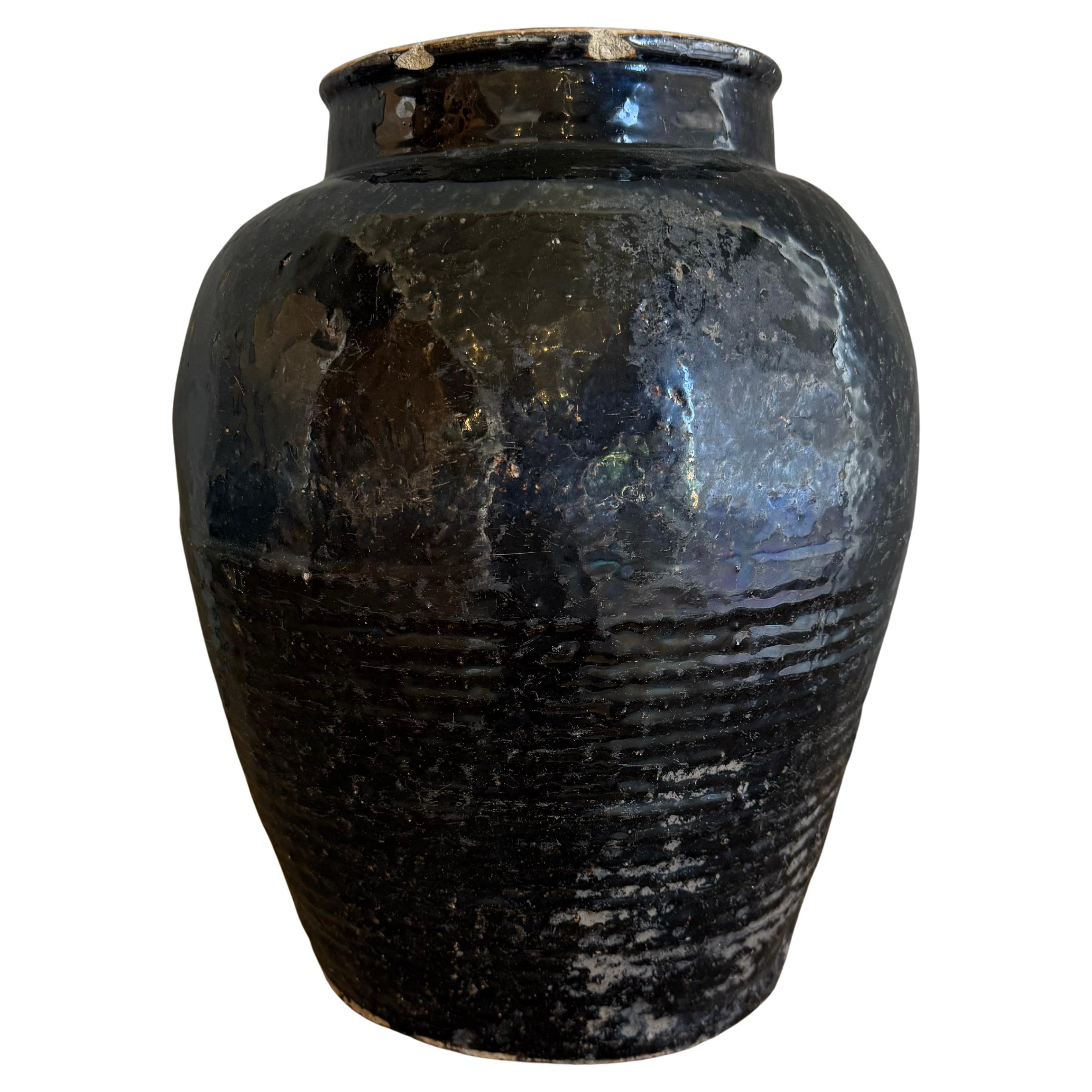 Schwarz glasiert Wabi Sabi Stil Keramik Vintage