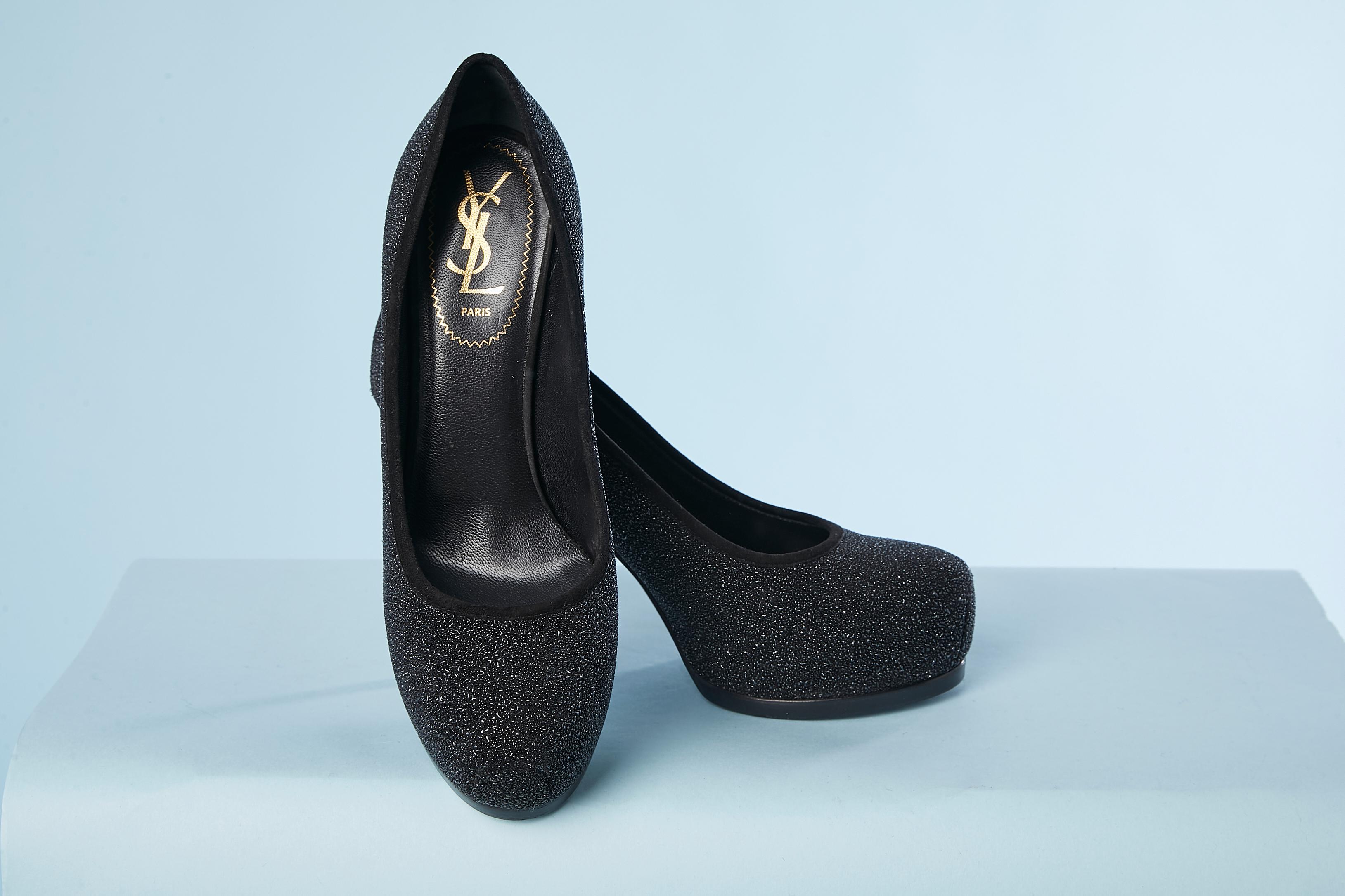 black sparkle high heels