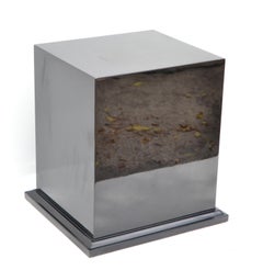 Black Gloss Finished Rectangle Pedestal Table Sculpture Stand Column MidCentury