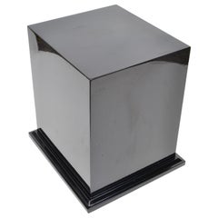 Black Gloss Finished Rectangle Pedestal Table Sculpture Stand Column MidCentury