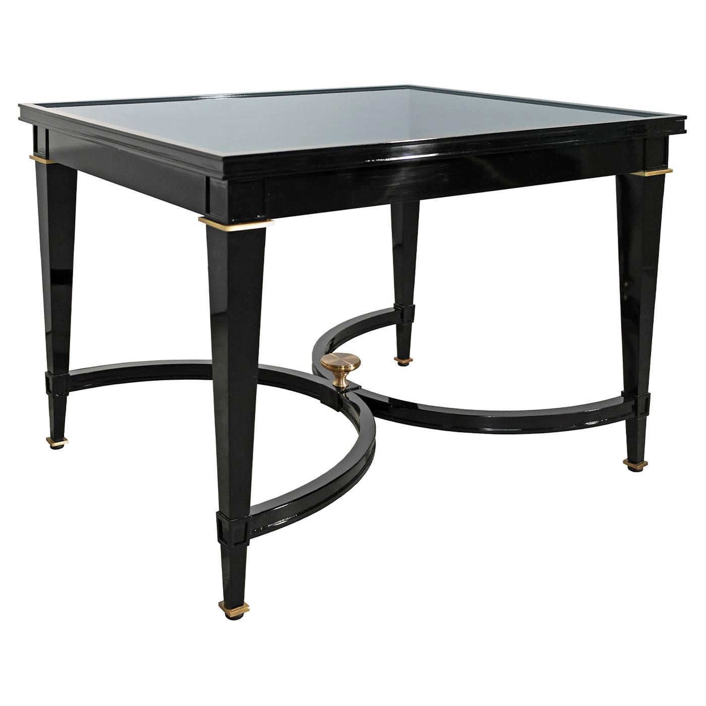 Black Gloss Rectangular Side Table For Sale
