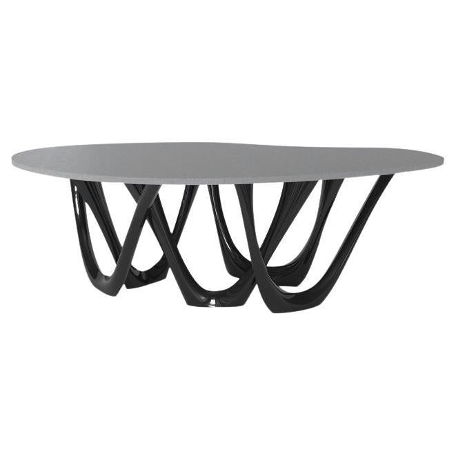 Black Glossy Concrete Steel Sculptural G-Table by Zieta