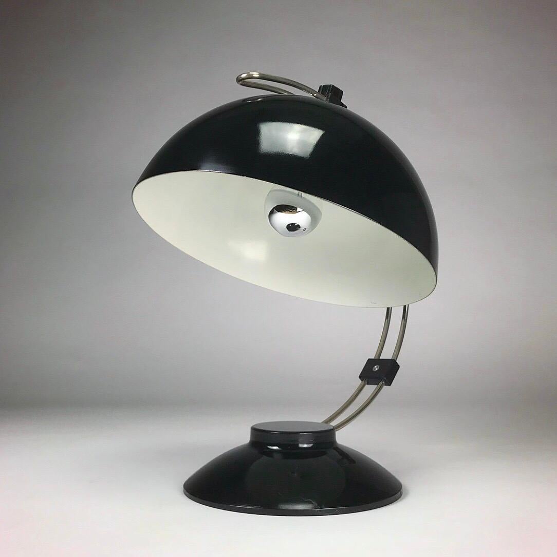 Black Glossy Industrial Desk Lamp from the 1950s 3