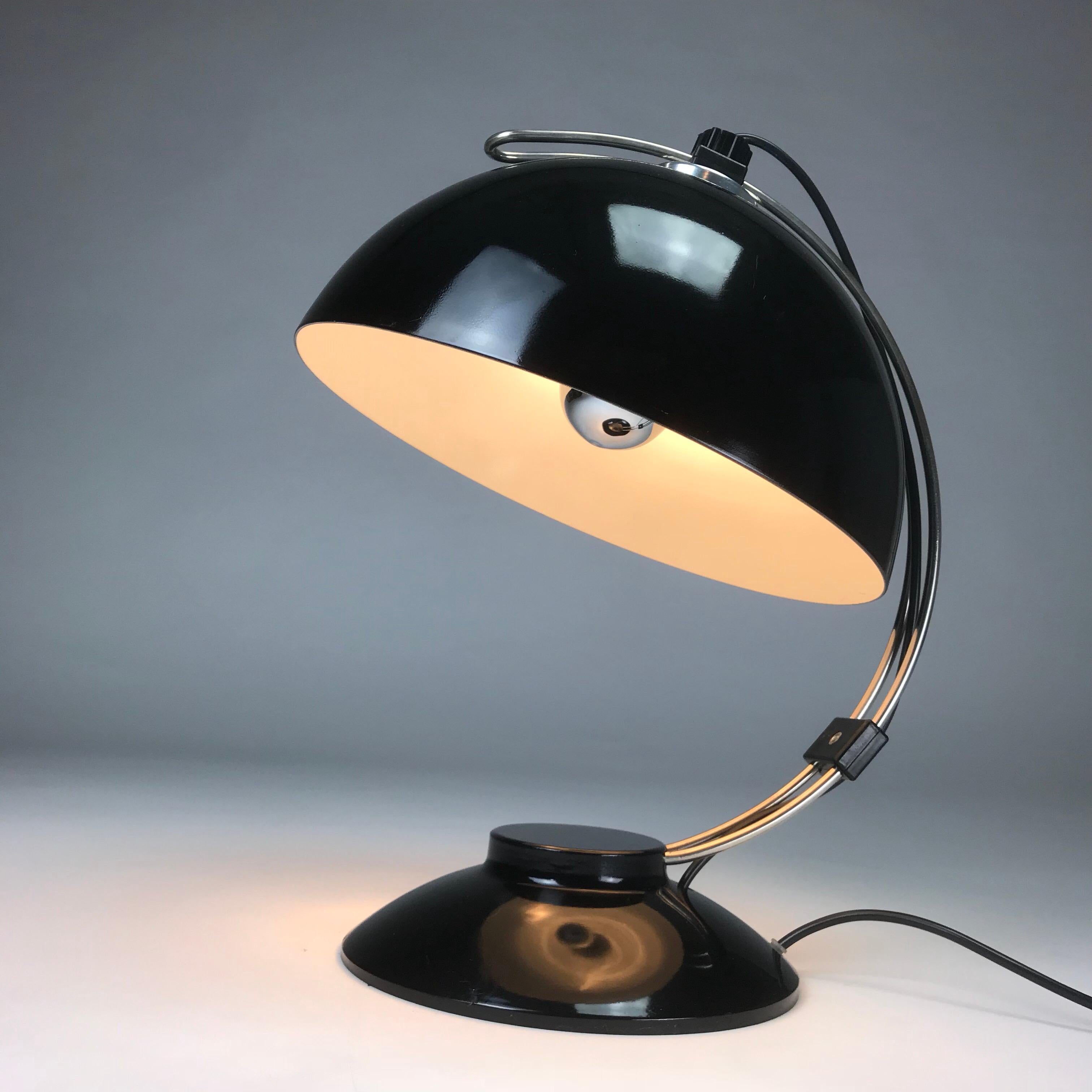 Black Glossy Industrial Desk Lamp from the 1950s In Excellent Condition In Haderslev, DK