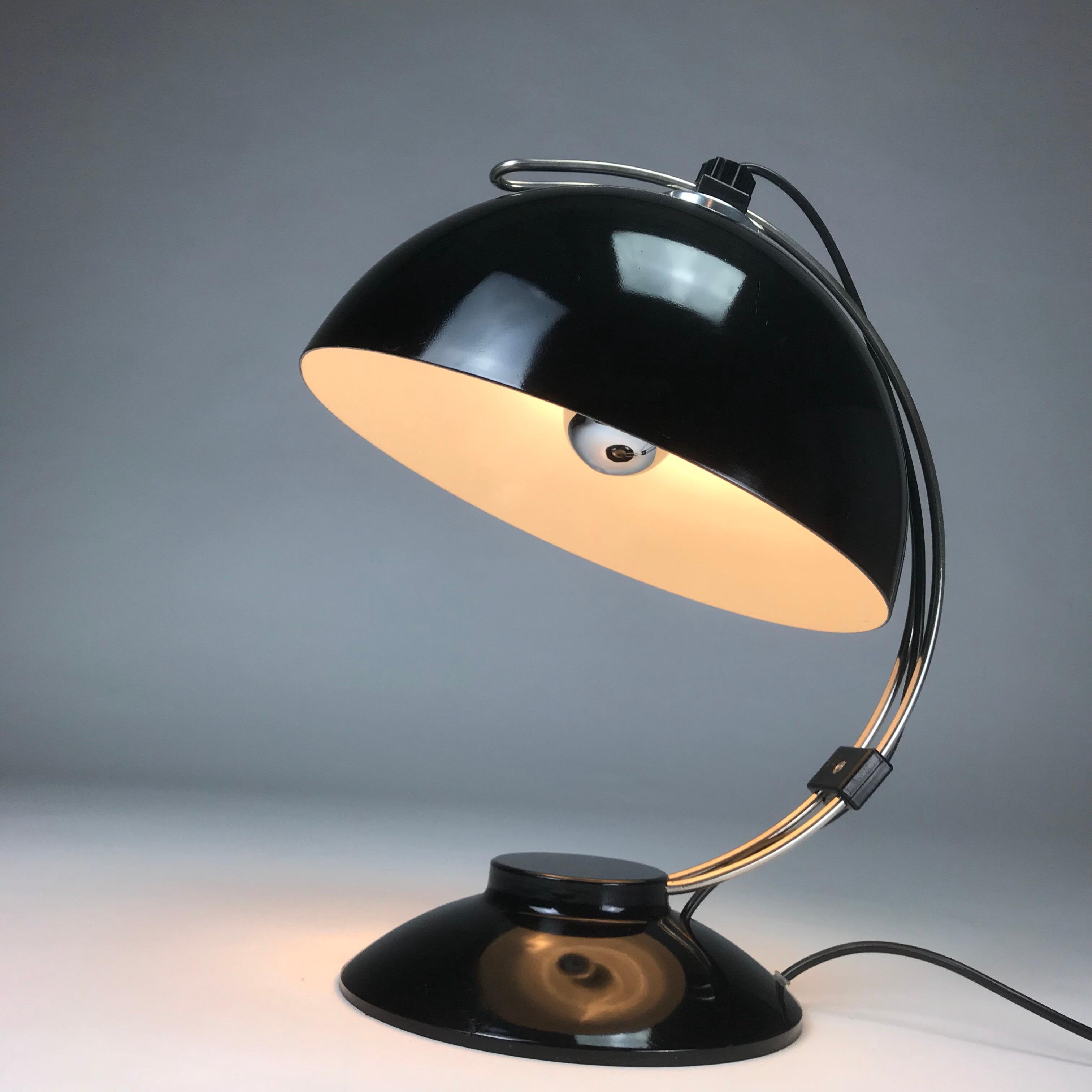 Mid-20th Century Black Glossy Industrial Desk Lamp from the 1950s