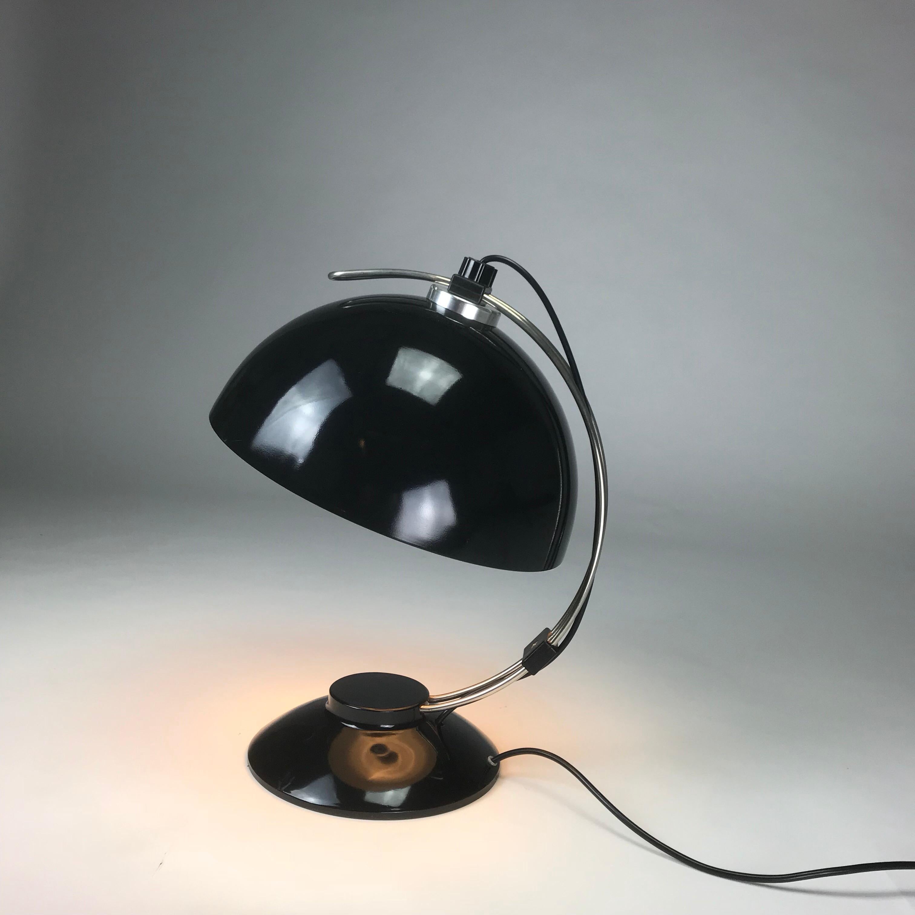 Black Glossy Industrial Desk Lamp from the 1950s 1