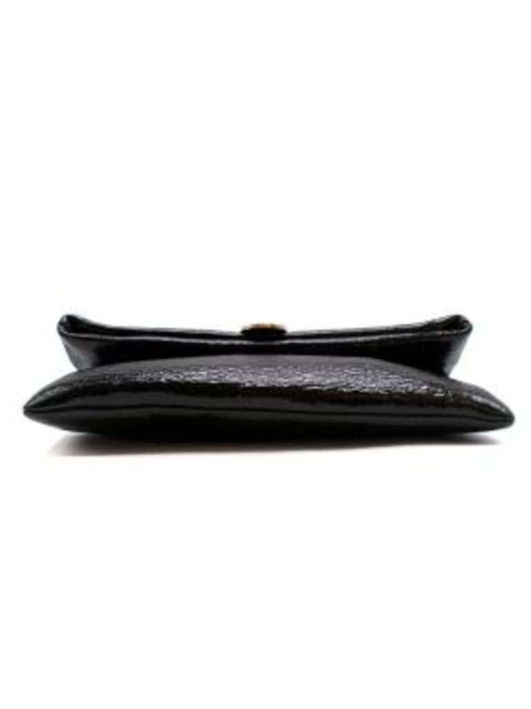 Black Glossy Monete Foldover Clutch In Excellent Condition For Sale In London, GB