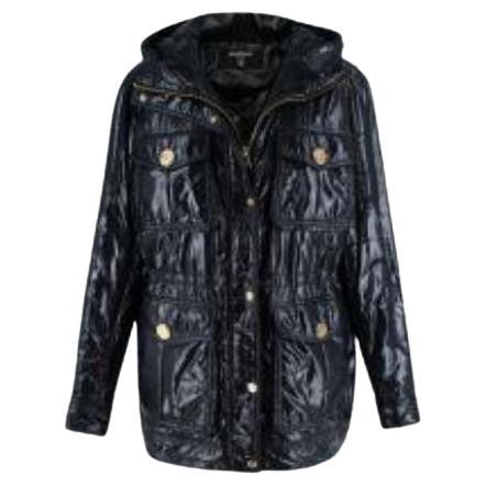 Black glossy nylon parka coat For Sale at 1stDibs