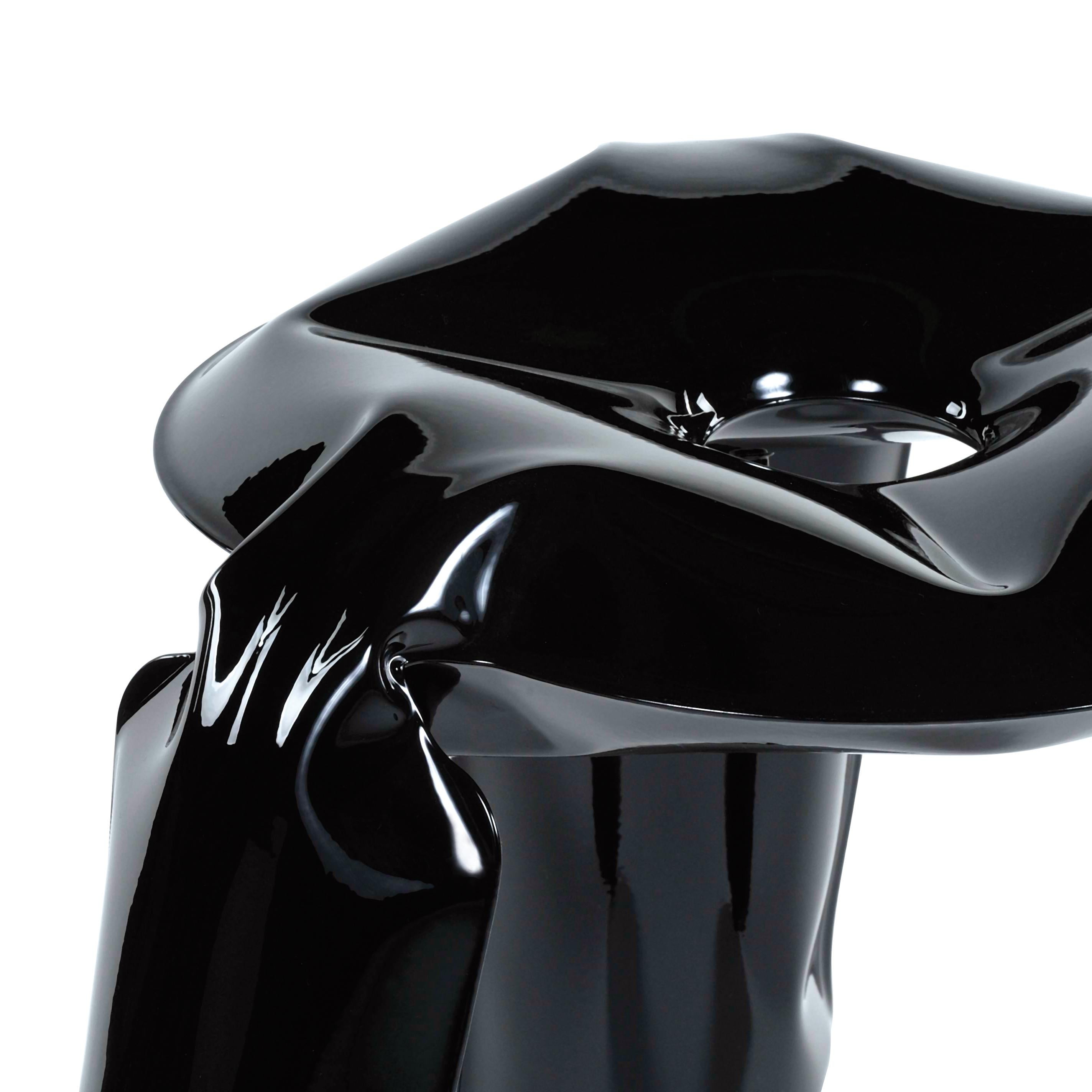 Contemporary Black Glossy Steel Bar Plopp Stool by Zieta For Sale