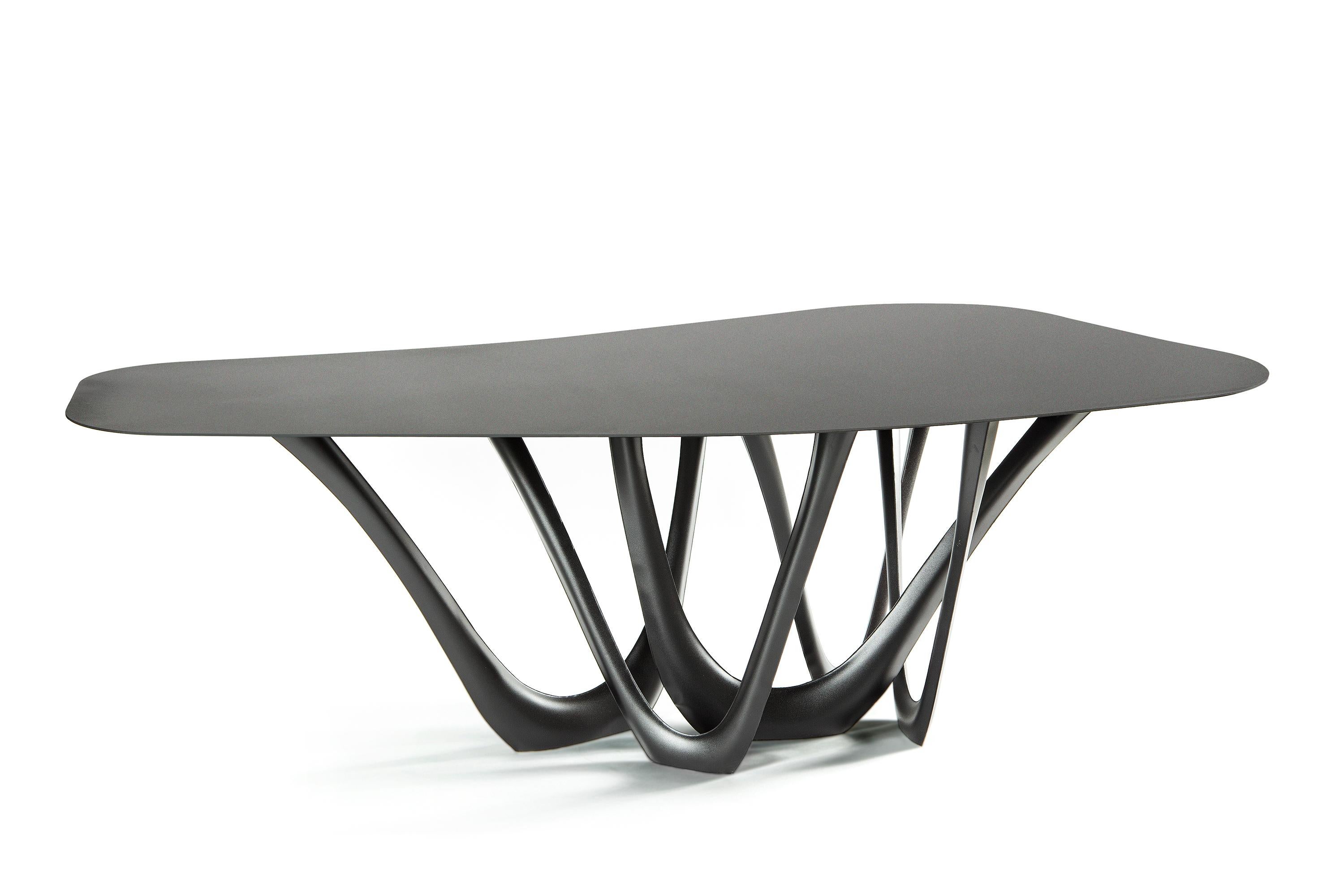 Powder-Coated Black Glossy Steel Sculptural G-Table by Zieta For Sale