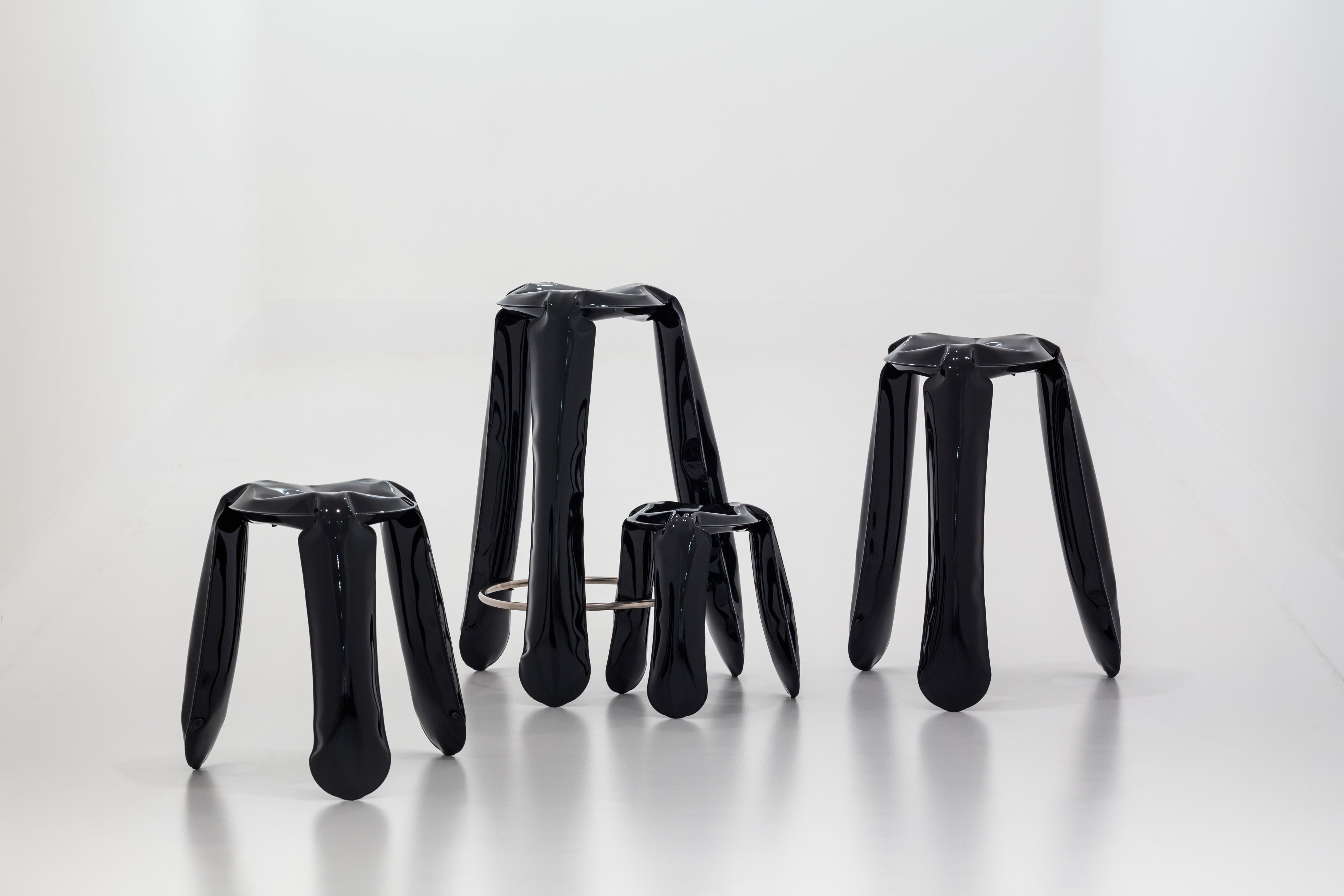 Black Glossy Steel Standard Plopp Stool by Zieta In New Condition For Sale In Geneve, CH