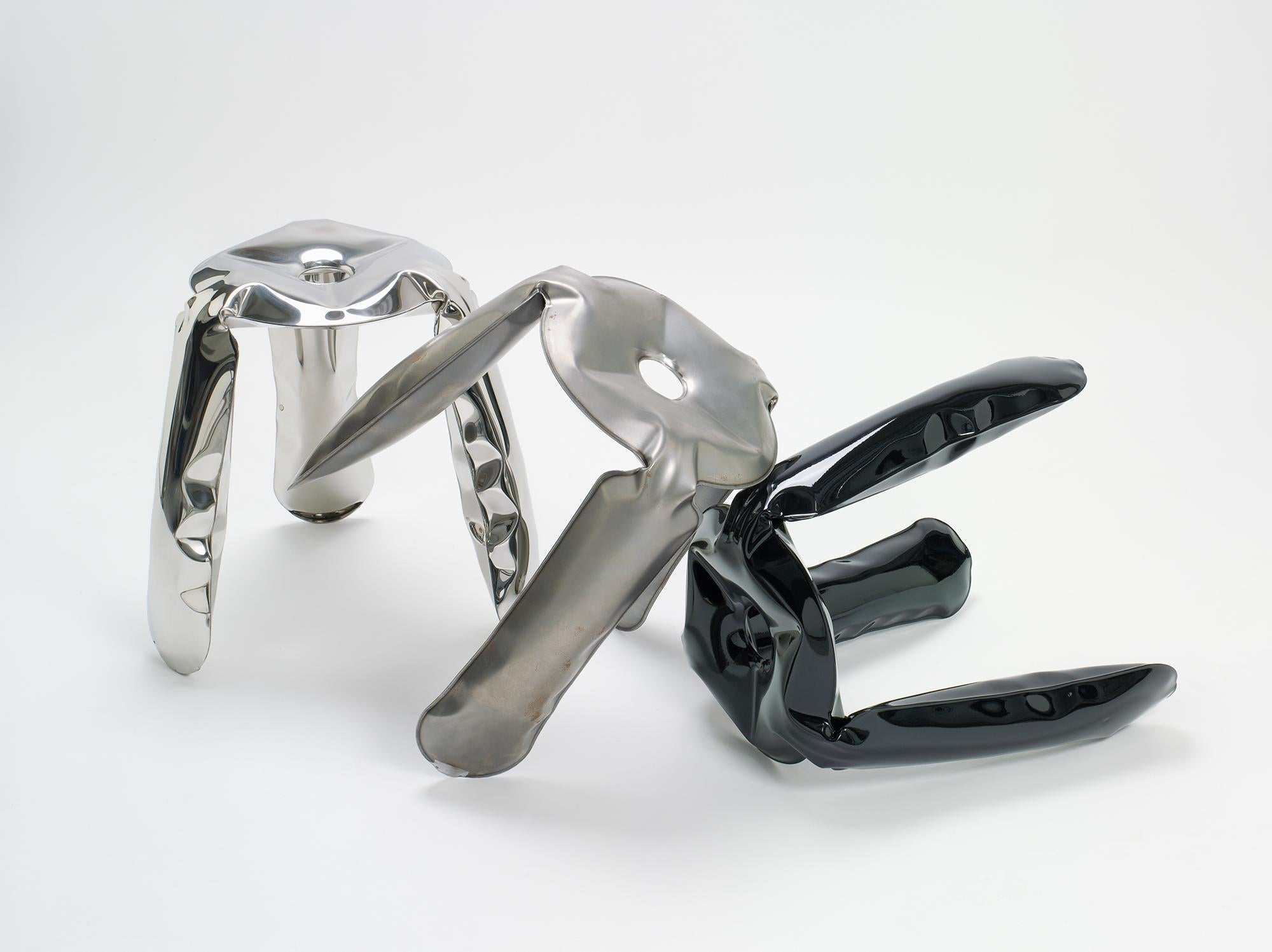 Black Glossy Steel Standard Plopp Stool by Zieta For Sale 2