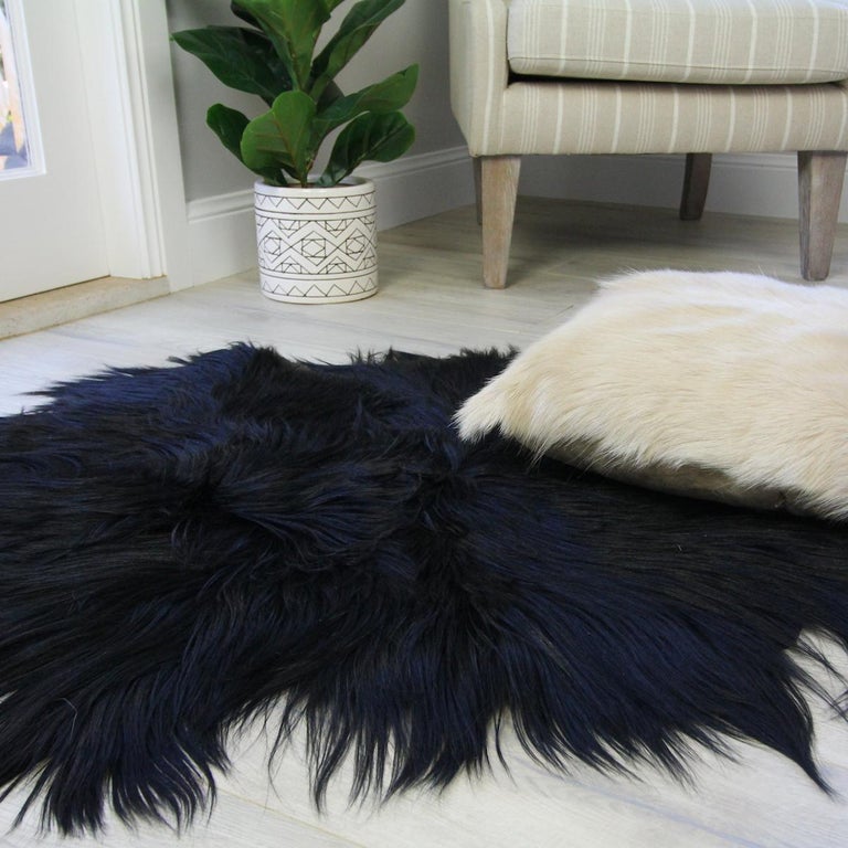 Black Goat Hair Rug Throw, Customize to Any Size at 1stDibs