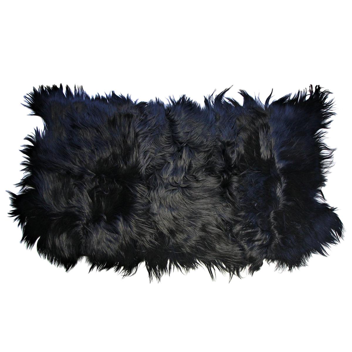 Black Goat Hair Rug Throw, Customize to Any Size