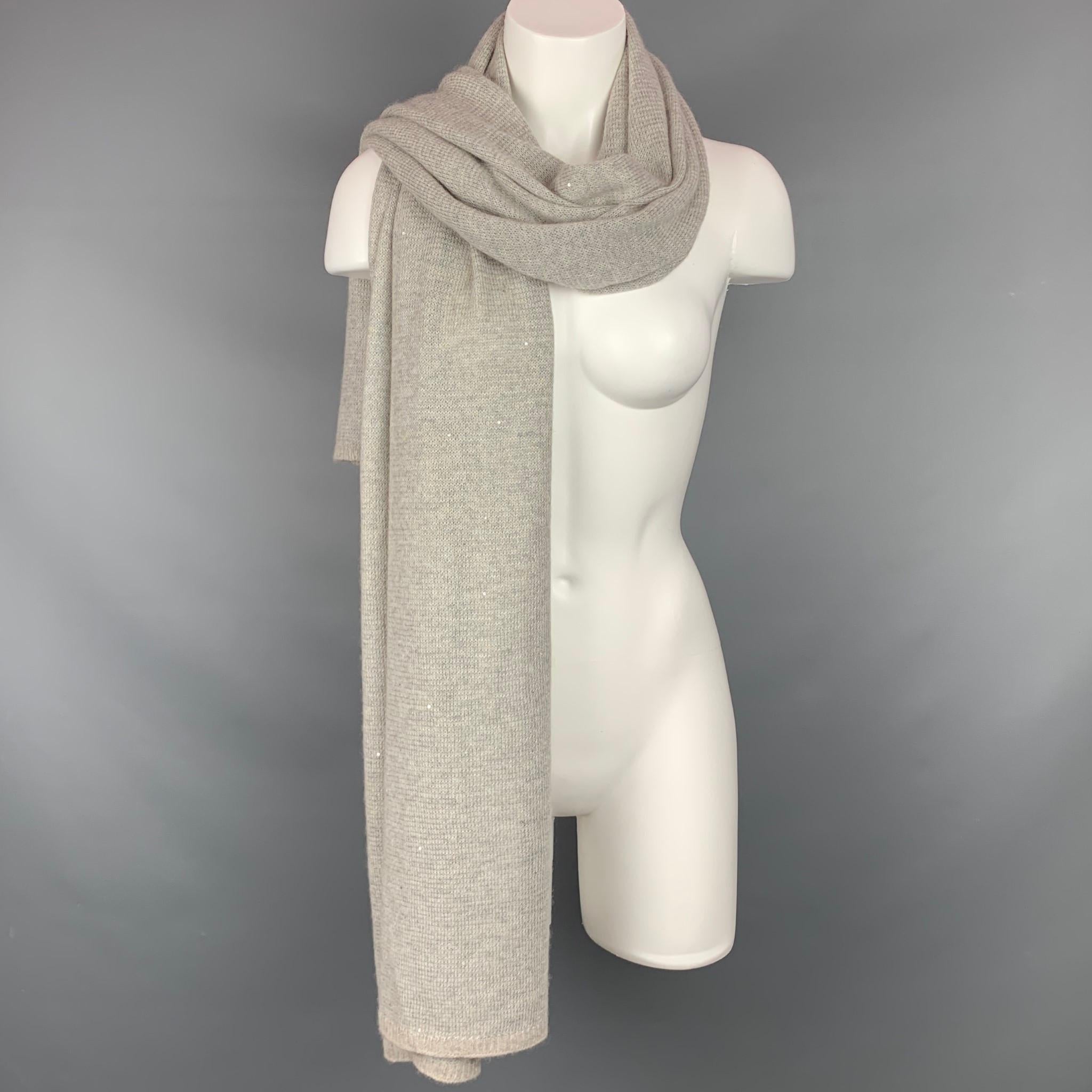 BLACK GOAT Light Gray Sequined Cashmere Scarf In Good Condition In San Francisco, CA