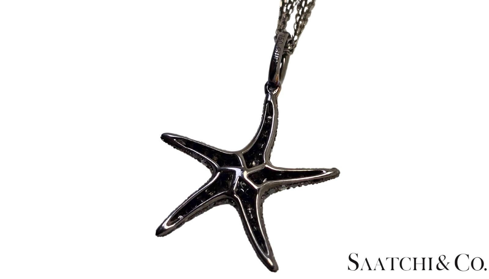 Taille ronde Pendentif en or noir 18K avec chaîne 14K - Diamant noir naturel de 0,65 ct, 5,3 grammes en vente