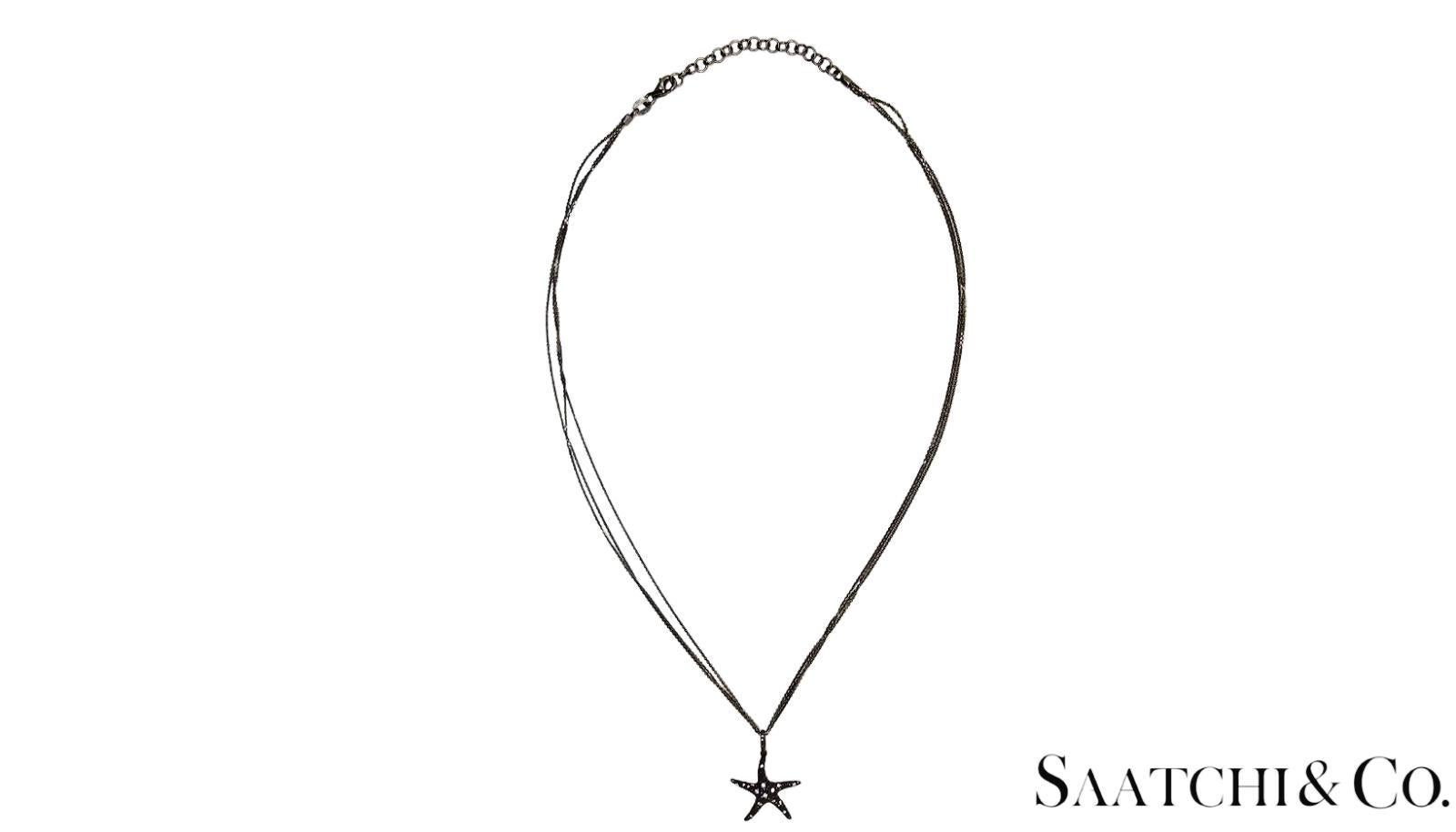 Pendentif en or noir 18K avec chaîne 14K - Diamant noir naturel de 0,65 ct, 5,3 grammes Excellent état - En vente à New York, NY
