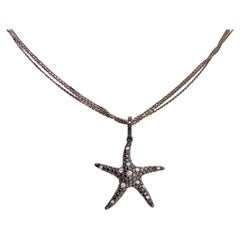 Pendentif en or noir 18K avec chaîne 14K - Diamant noir naturel de 0,65 ct, 5,3 grammes